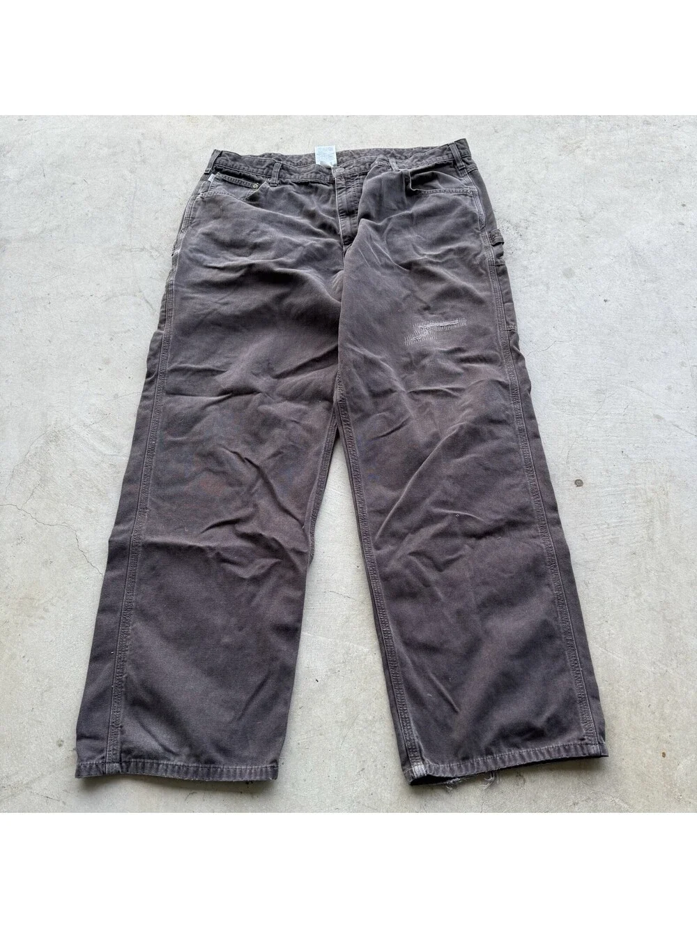 Carhartt Pants Mens 42x34 Brown Loose Fit Carpenter Canvas Workwear